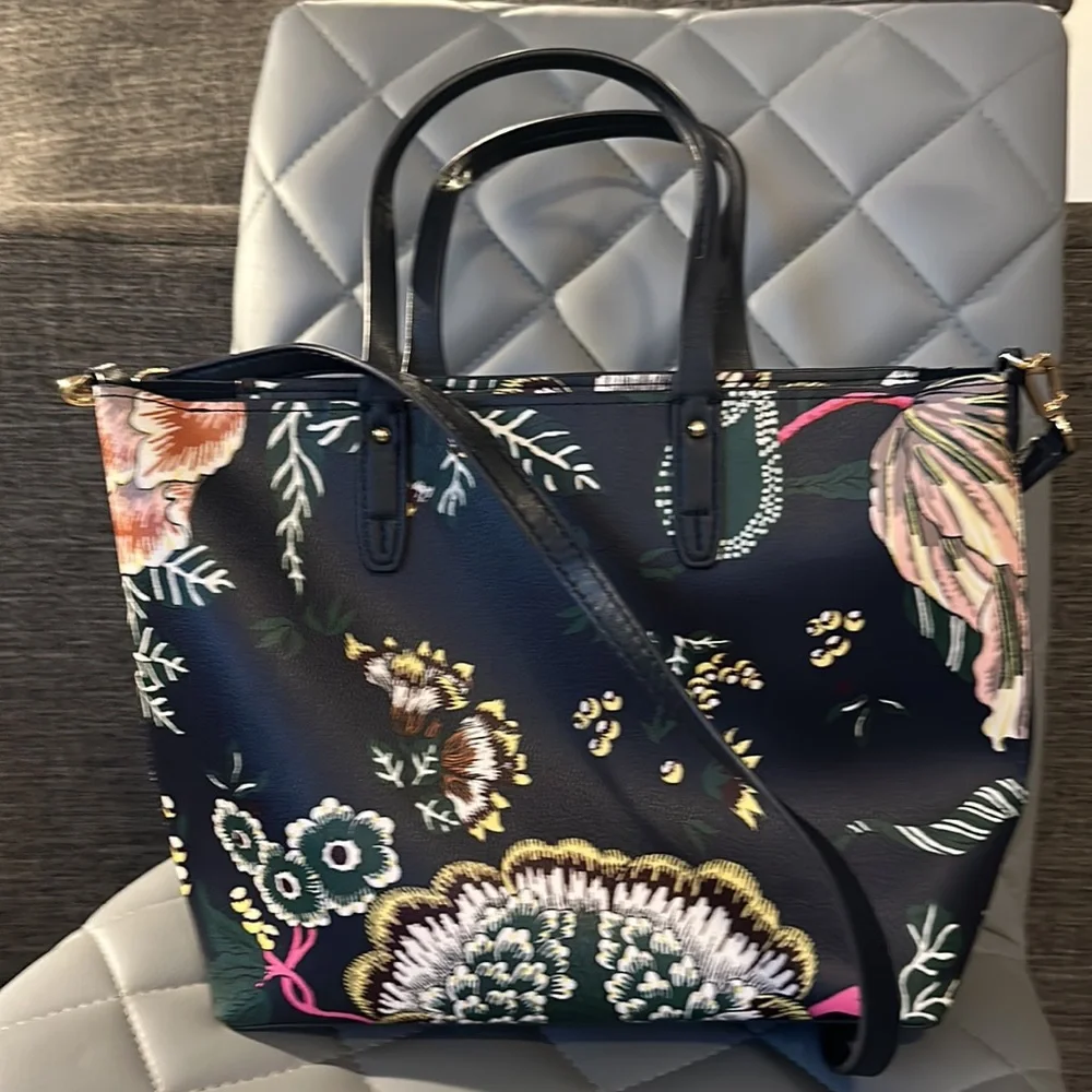 Tory Burch | Navy Happy Times Kerrington Small Zip Tote - Picture 3 of 8